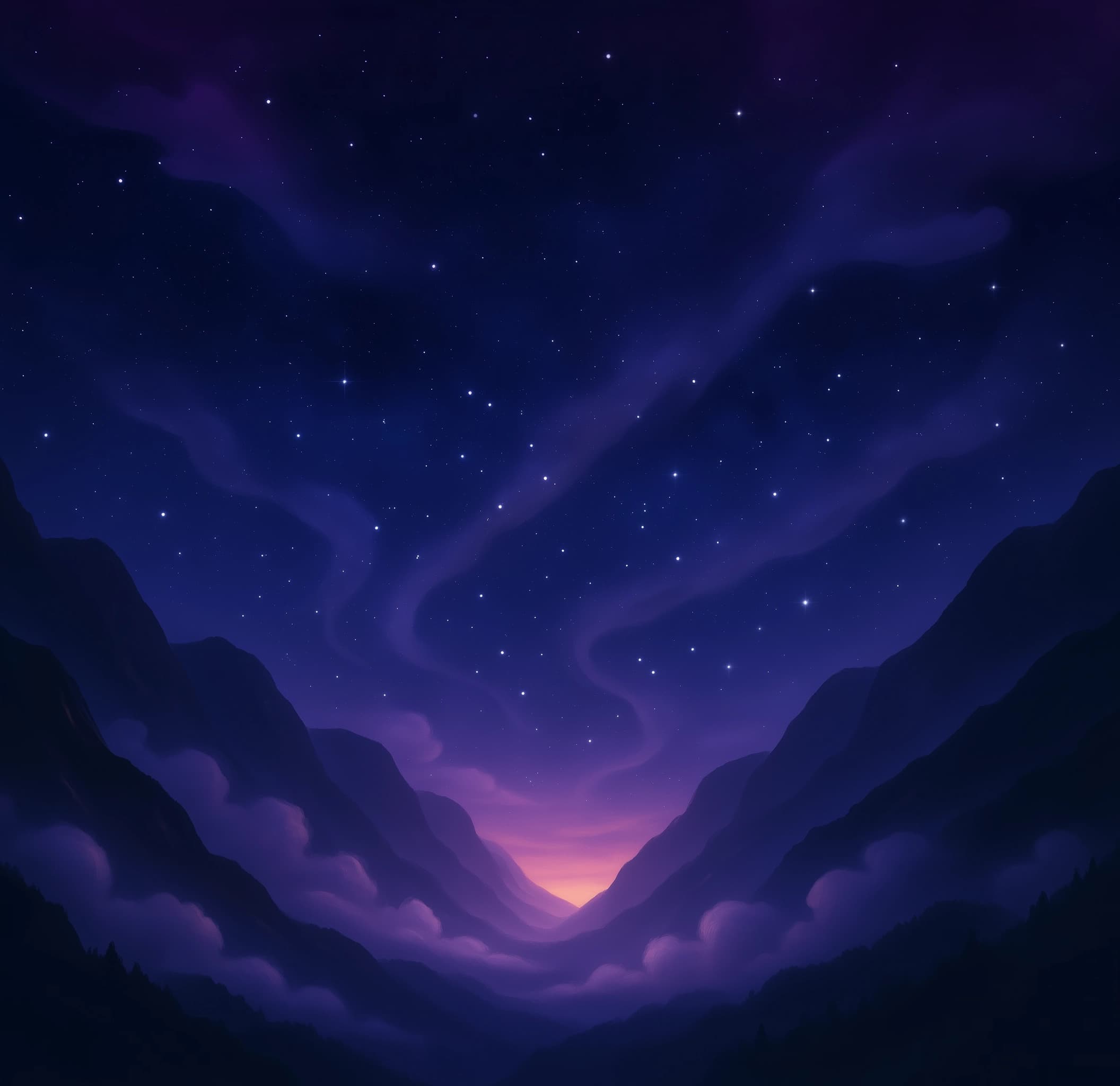 Starry mountain landscape background